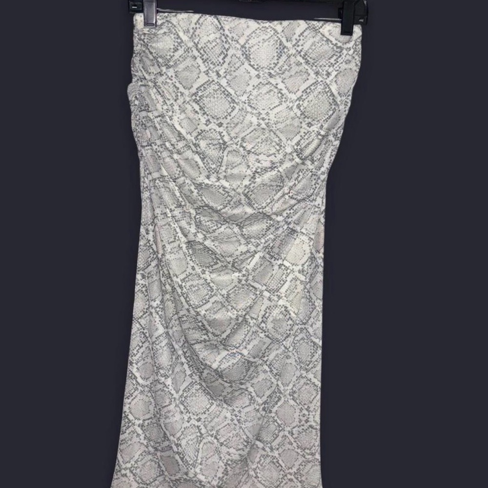LOFT Gray & White Snake-Print Maxi Skirt